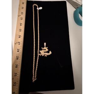 NEW 24" gold tone chain with lobster clasp and pendant -DRAGON